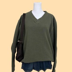 y2k muted green indie skater grunge fleece sweater - from 2002